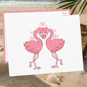Cartão Postal Casamento Tropical de Praia Rosa Flamengo Obrigado