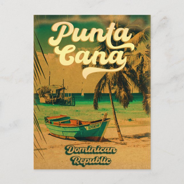 Cartão Postal Casamento Tropical de Punta Cana Salve as Datas (Frente)