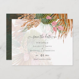 Cartão Postal Casamento Tropical Pampas Grass Terracotta