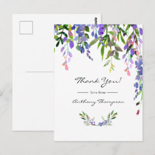 Cartão Postal Casamento Ultra Violeta em Aquarela Floral
