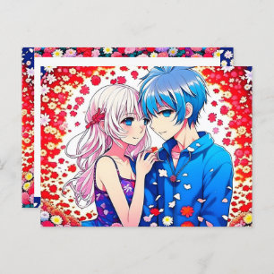 Cartão Postal Casamento Único do Casal Anime Salvar a Data
