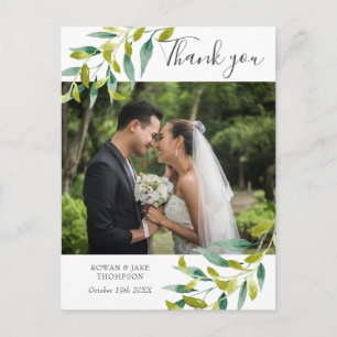Cartão Postal Casamento Verde Country Foto Obrigado