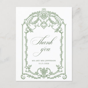 Cartão Postal Casamento Verde da Ornamentado Vitoriana Grace Flo