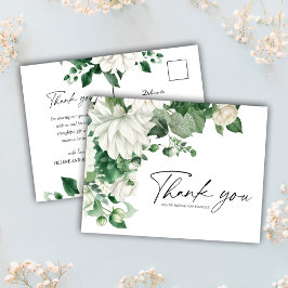 Cartão Postal Casamento Verde Elegante Moderno Floral Emerald