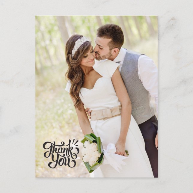 Cartão Postal Casamento Vertical Simples Obrigado Cartaz Elegant (Frente)