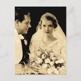 Cartão Postal Casamento vintage Bride e Groom