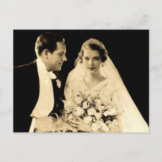 Cartão Postal Casamento vintage Bride e Groom