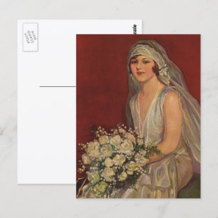 Cartão Postal casamento vintage, Retrato de Noiva Vitoriana