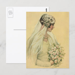 Cartão Postal casamento vintage, Retrato de Noiva Vitoriana