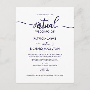 Cartão Postal Casamento Virtual de Caligrafia Simples Chic