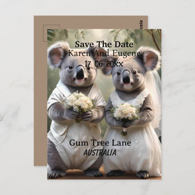 Cartão Postal Casamento White Australiano Koala Bear (Frente/Verso)