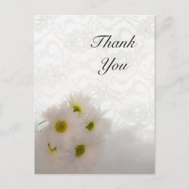 Cartão Postal Casamento White Lace e Daisies Obrigado Nota
