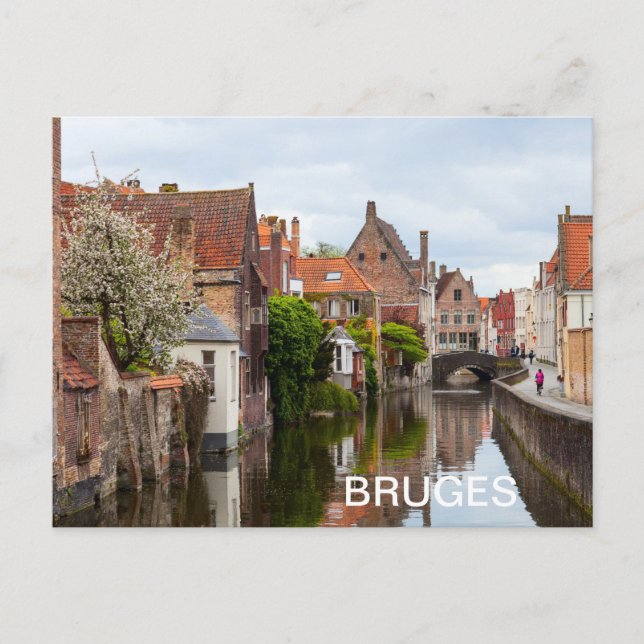 Cartão Postal Casas antigas de Bruges, Bélgica (Frente)