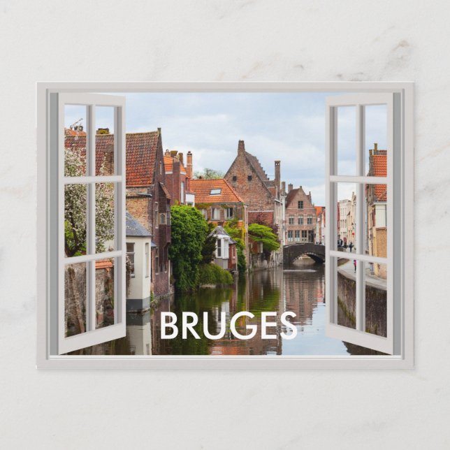Cartão Postal Casas antigas em Bruges (Frente)