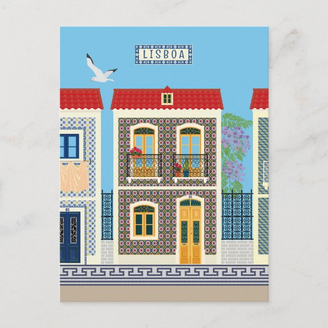 Cartão Postal Casas bonitas em português com azulejos ou azulejo (Frente)