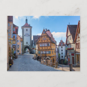 Cartão Postal Casas coloridas em Rothenburg, Alemanha