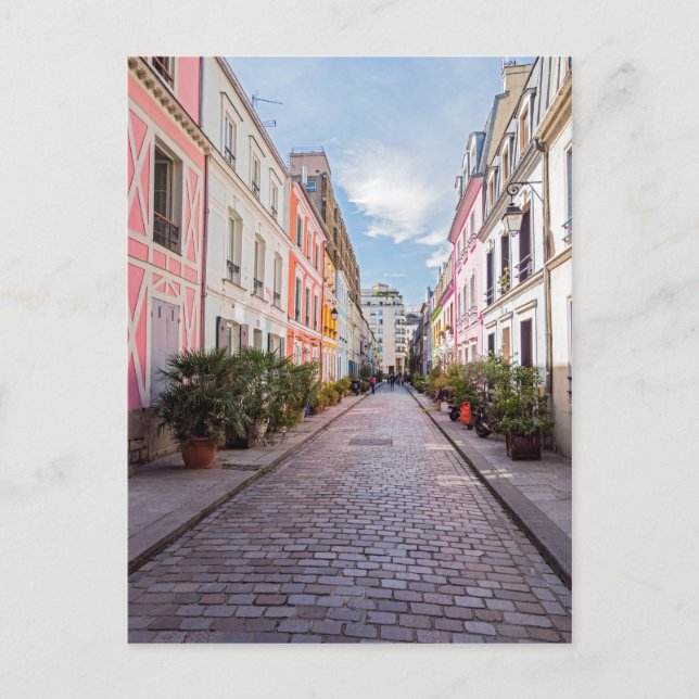 Cartão Postal Casas coloridas em Rue Cremieux - Paris (Frente)