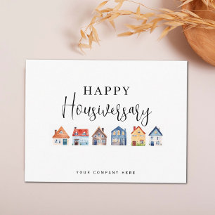 Cartão Postal Casas Coloridas Feliz Aniversário da Casa