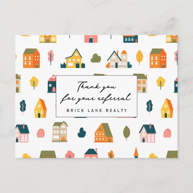 Cartão Postal Casas de Agradecimento de Referência de Imóveis (Frente)