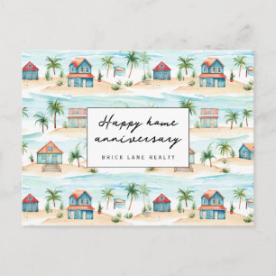 Cartão Postal Casas de Aquarela Costeira Aniversário de Casa