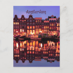 Cartão Postal Casas de Linha de Amsterdã no Canal