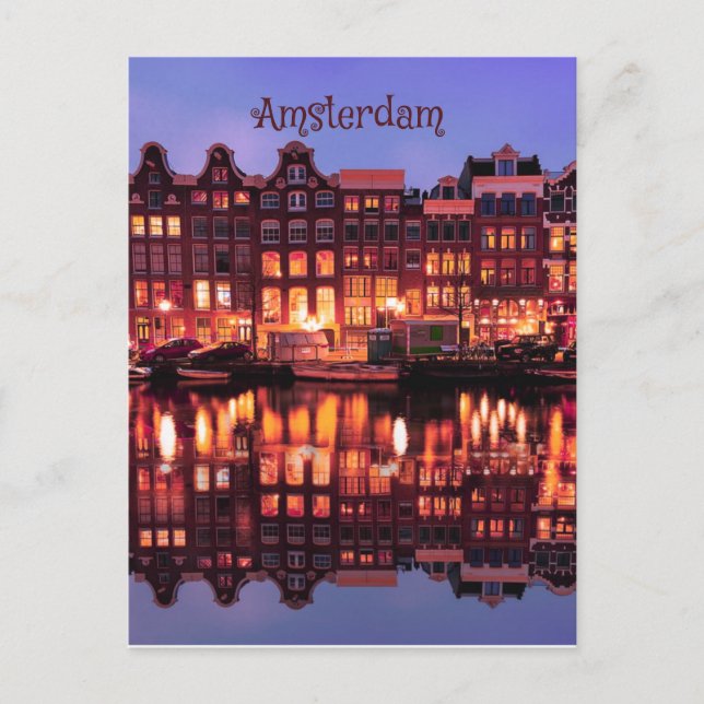 Cartão Postal Casas de Linha de Amsterdã no Canal (Frente)