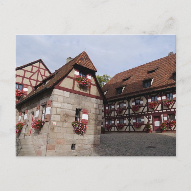 Cartão Postal Casas de madeira de Nuremberg, Alemanha (Frente)