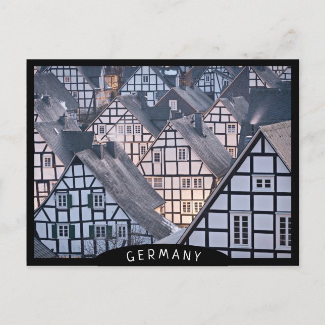 Cartão Postal Casas de meia-madeira em Freudenberg, Alemanha (Frente)