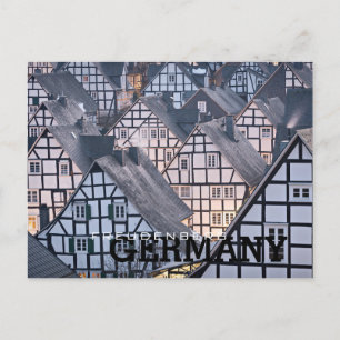 Cartão Postal Casas de meia-madeira em Freudenberg, Alemanha