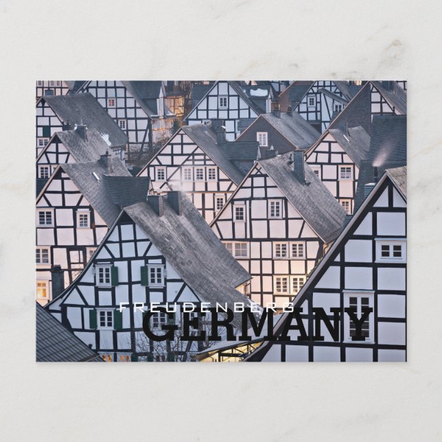 Cartão Postal Casas de meia-madeira em Freudenberg, Alemanha (Frente)