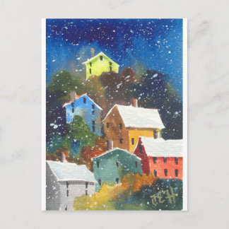 Cartão Postal Casas de Snowy Hillside