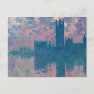 Cartão Postal Casas do Parlamento, Pôr do Sol por Claude Monet 