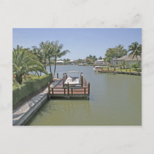 Cartão Postal Casas e docas no canal Marco Island Flórida