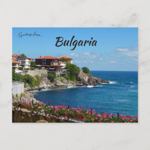 Cartão Postal Casas e flores em Sozopol Bulgária