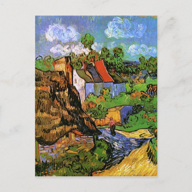 Cartão Postal Casas em Auvers Van Gogh Arte Fina (Frente)