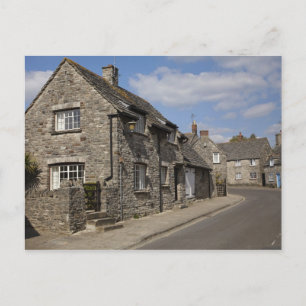 Cartão Postal Casas, vila de Corfe Castle, Dorset, Inglaterra,