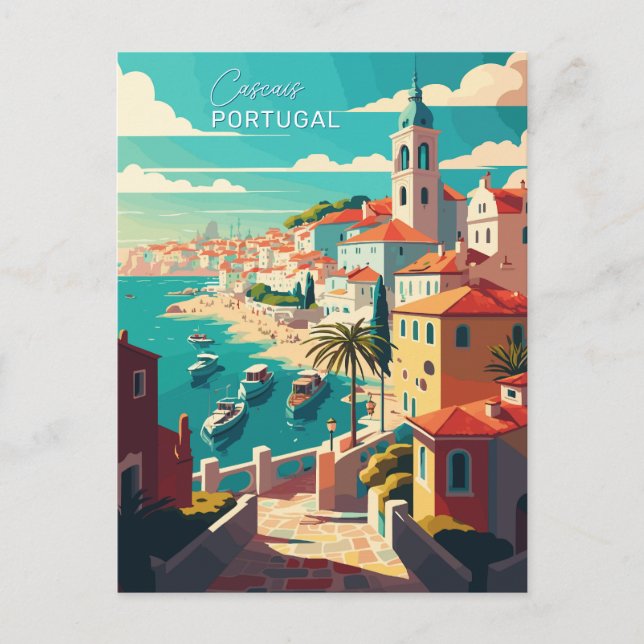 Cartão Postal Cascais de Texto Personalizado Portugal (Frente)