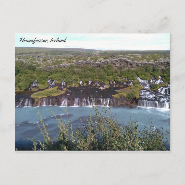 Cartão Postal Cascata de Hraunfossar na Islândia (Frente)