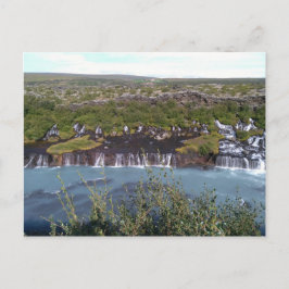 Cartão Postal Cascata de Hraunfossar na Islândia