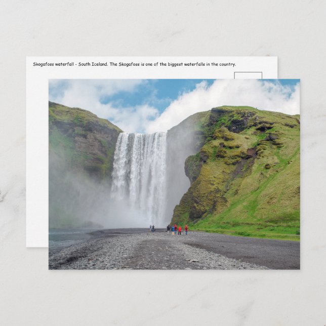 Cartão Postal Cascata de Skogafoss - Aldeia de Skogar, Islândia (Frente/Verso)