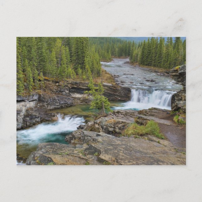 Cartão Postal Cascata Nas Montanhas Rochosas Canadianas (Frente)