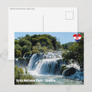 Cartão Postal Cascata no Parque Nacional de Krka - Dalmácia, Cr