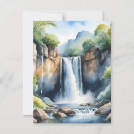 Cartão Postal Cascata pintada com aquarela