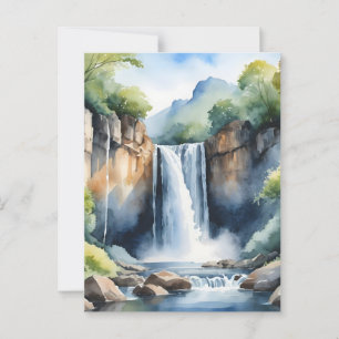 Cartão Postal Cascata pintada com aquarela