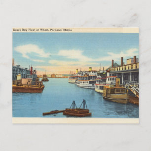 Cartão Postal Casco Bay Fleet, Wharf, Portland, Maine