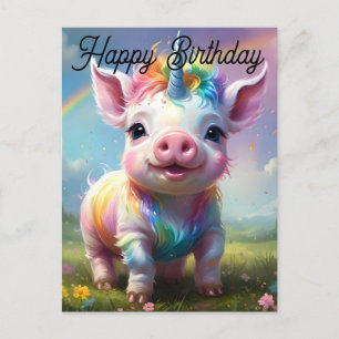 Cartão Postal "Cascos Mágicos: O Rainbow Unicorn Pig"