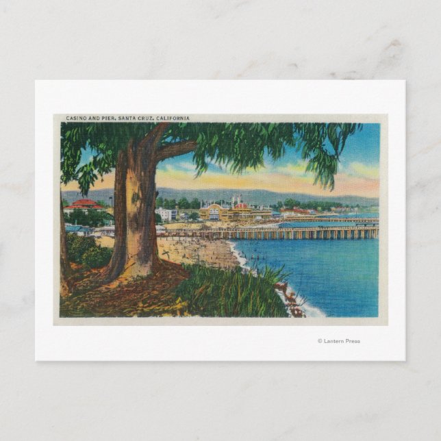 Cartão Postal Casino e Pier, Papais noeis Cruz Santa Cruz, CA (Frente)