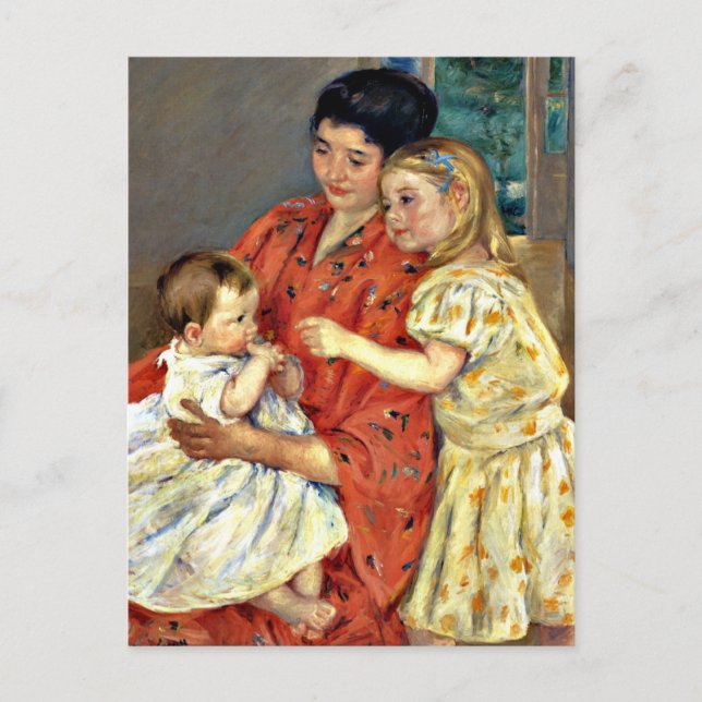 Cartão Postal Cassatt - Mãe e Sara Admirando o Bebê, (Frente)