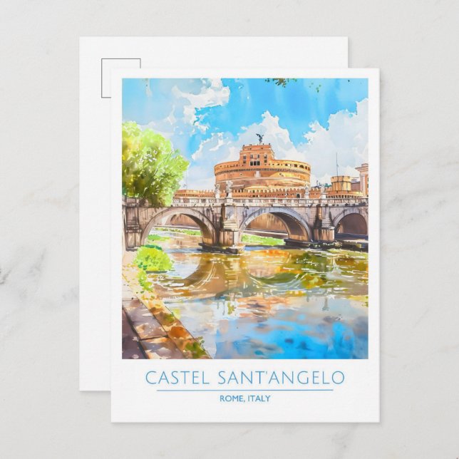 Cartão Postal Castel Sant'Angelo Roma Itália Viagem Antiga  (Frente/Verso)