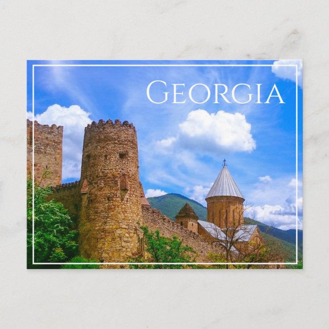 Cartão Postal Castelo Ananuri Geórgia Aragvi Montanhas do Cáucas (Frente)